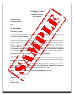 hoa violation letter template