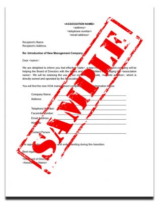 Association Letter to Members Introducing New Management Company Template