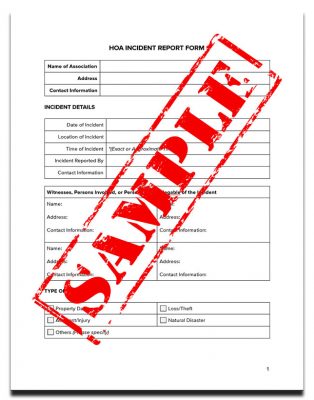 HOA Incident Report (Insurance) Template