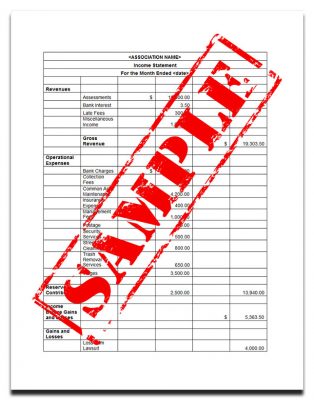 HOA Income Statement Template