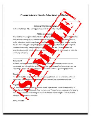 proposal for bylaw amendment for an HOA in Florida sample