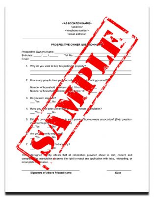 Prospective Owner Questionnaire Template